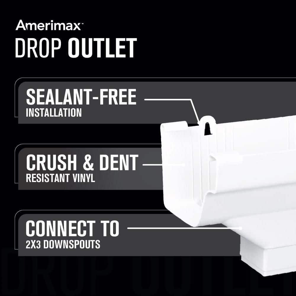 Amerimax Home Products 5 in. White Vinyl K-Style Gutter End with 2 in. x 3 in. Drop Outlet (3)