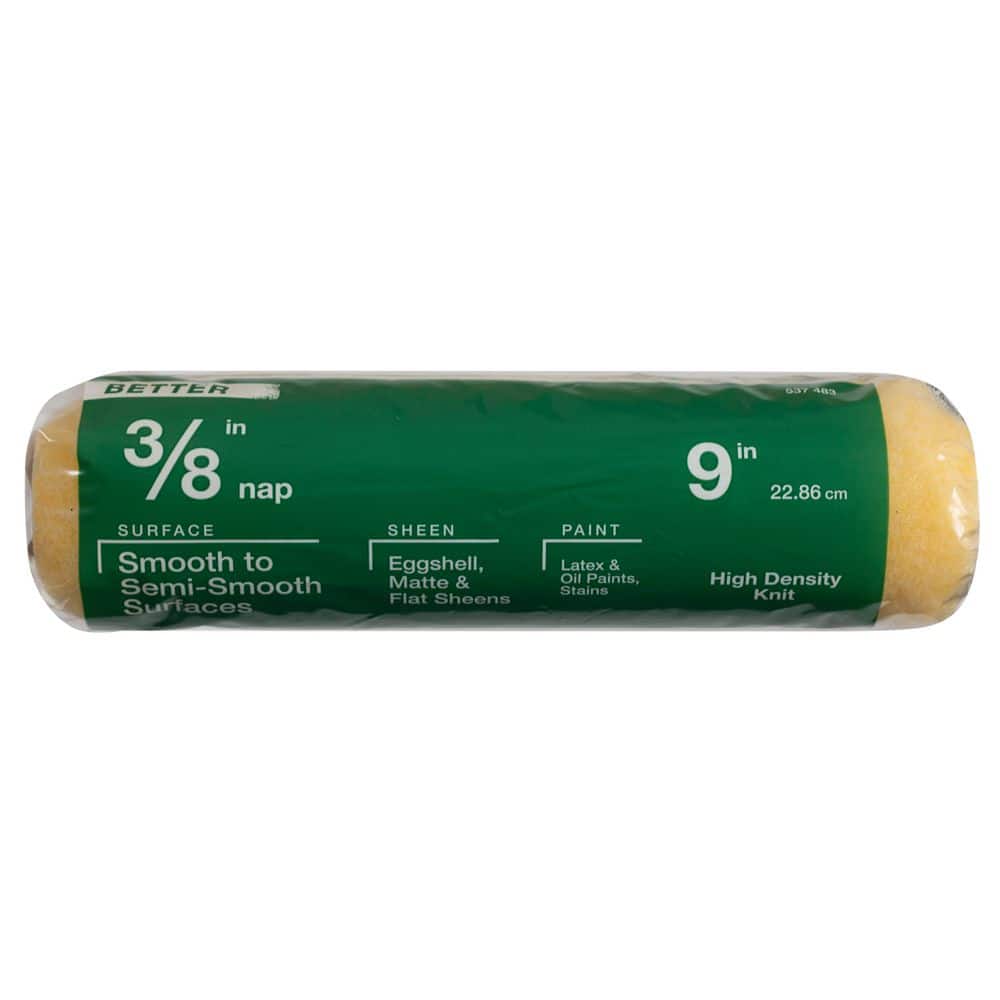 PRIVATE BRAND UNBRANDED Better 9 in. x 3/8 in. High-Density Yellow Knit Paint Roller Cover