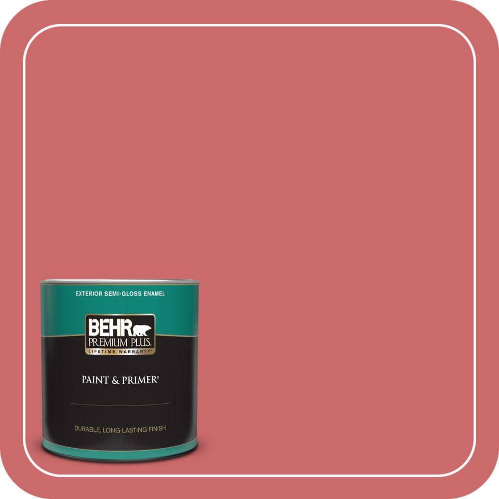 BEHR PREMIUM PLUS 1 qt. #MQ4-02 Strawberry Wine Semi-Gloss Enamel Exterior Paint & Primer