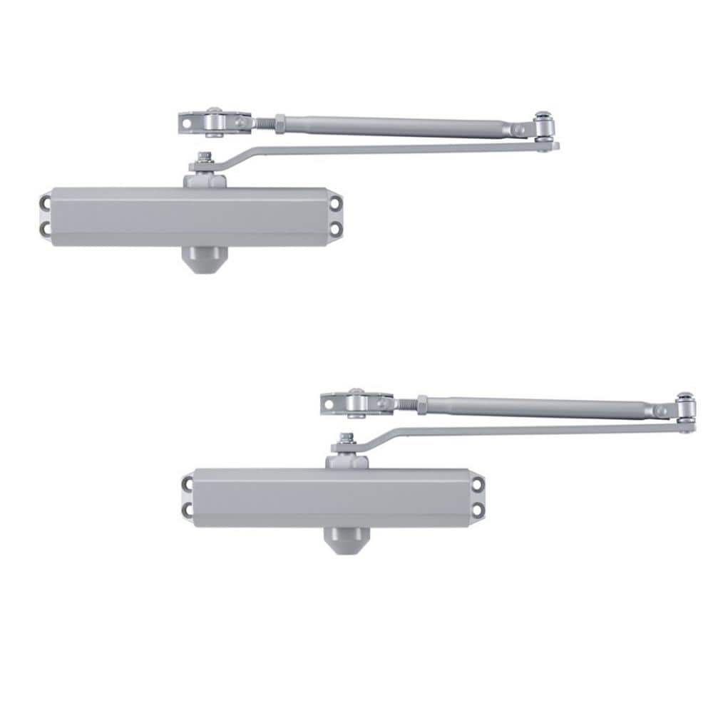 Universal Hardware Size 1-5 Heavy Duty Commercial Door Closer-3 Mounting Styles- ANSI Grade 1, UL 3-Hour Fire, ADA-Aluminum Finish- 2 Pack