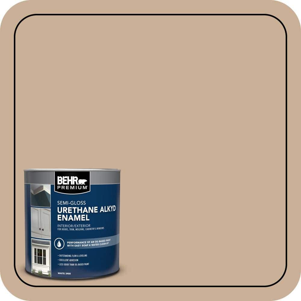 BEHR PREMIUM 1 qt. #N260-3 Polo Tan Semi-Gloss Enamel Urethane Alkyd Interior/Exterior Paint (1)