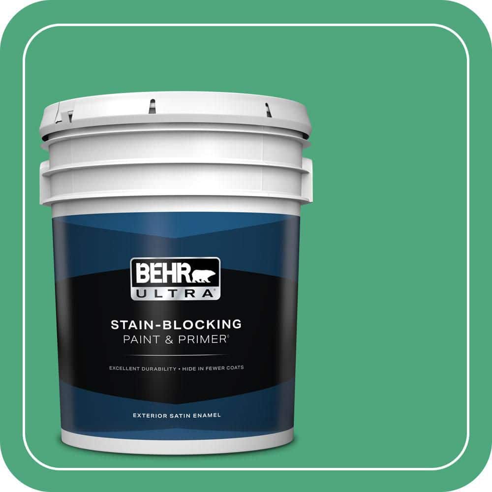 BEHR ULTRA 5 gal. #P420-5 Shamrock Green Satin Enamel Exterior Paint & Primer