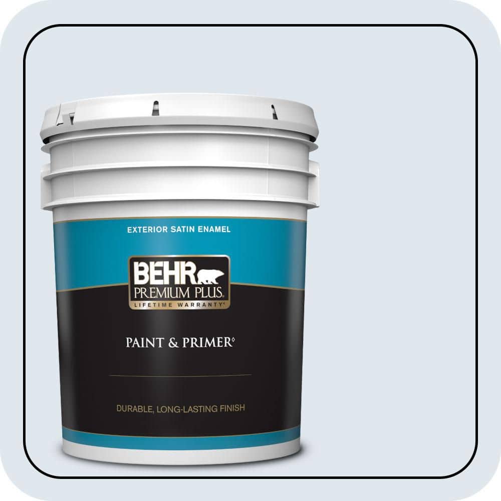 BEHR PREMIUM PLUS 5 gal. #590C-1 Morning Haze Satin Enamel Exterior Paint & Primer