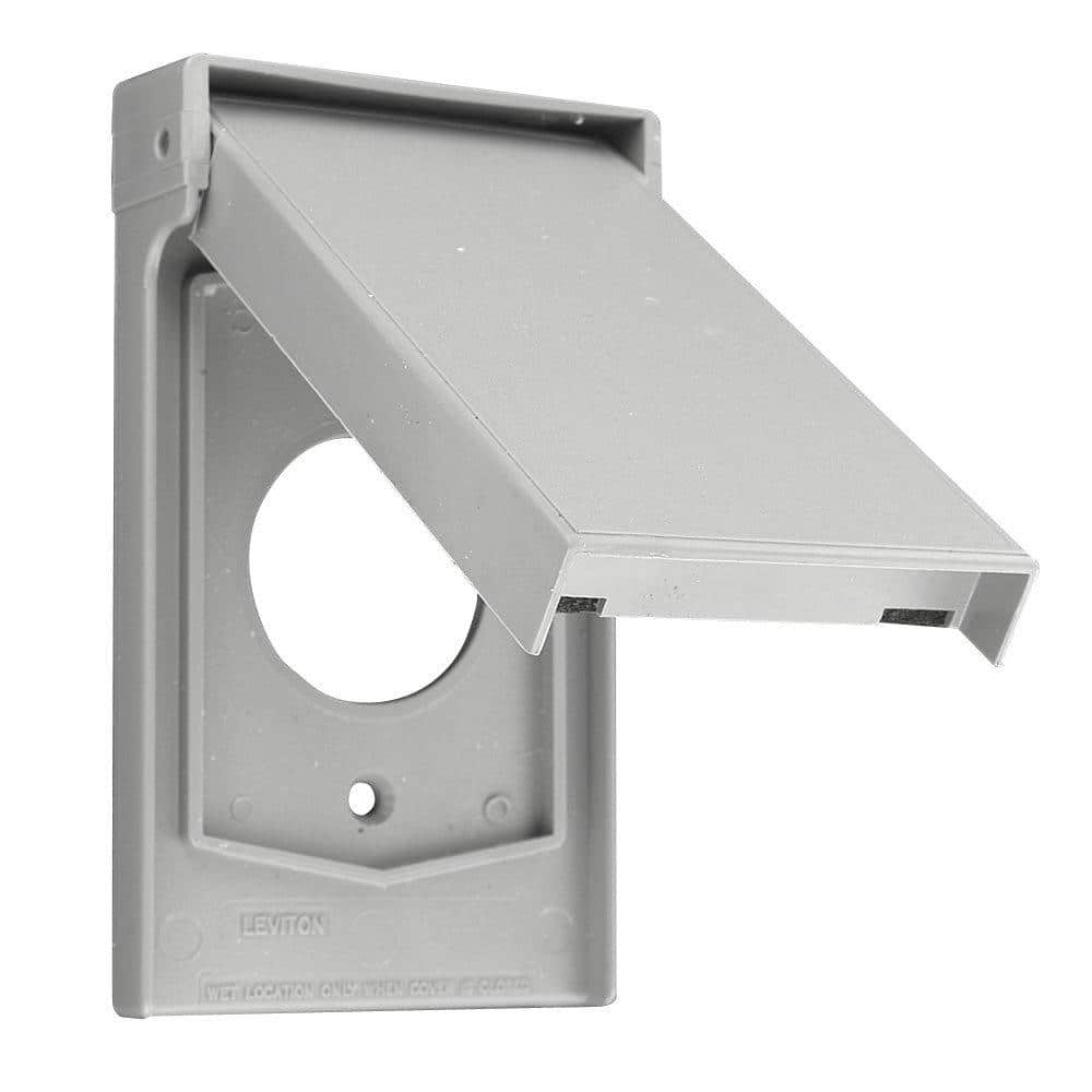 Leviton 1-Gang Gray Locking Weather Resistant Single Outlet/Receptacle Nylon Standard Vertical Outdoor Cover (1-Pack) 4980-GY