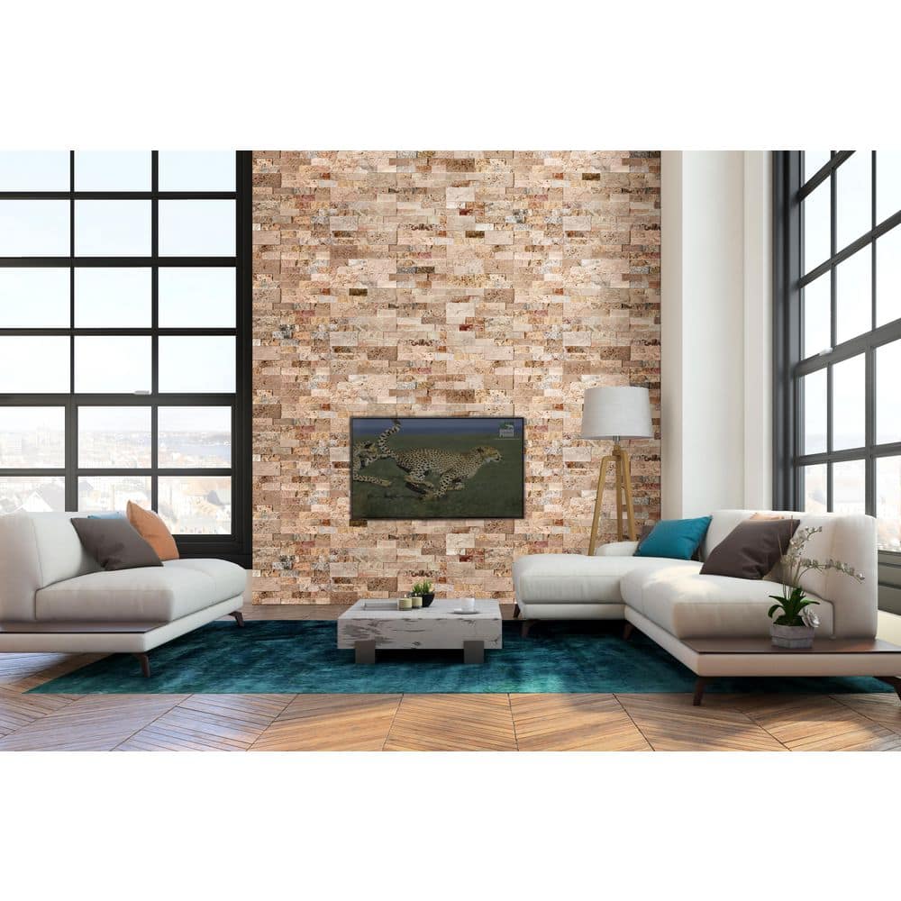 MSI Picasso Ledger Panel 6 in. x 24 in. Splitface Travertine Wall Tile (1 sq. ft./Each) (3)