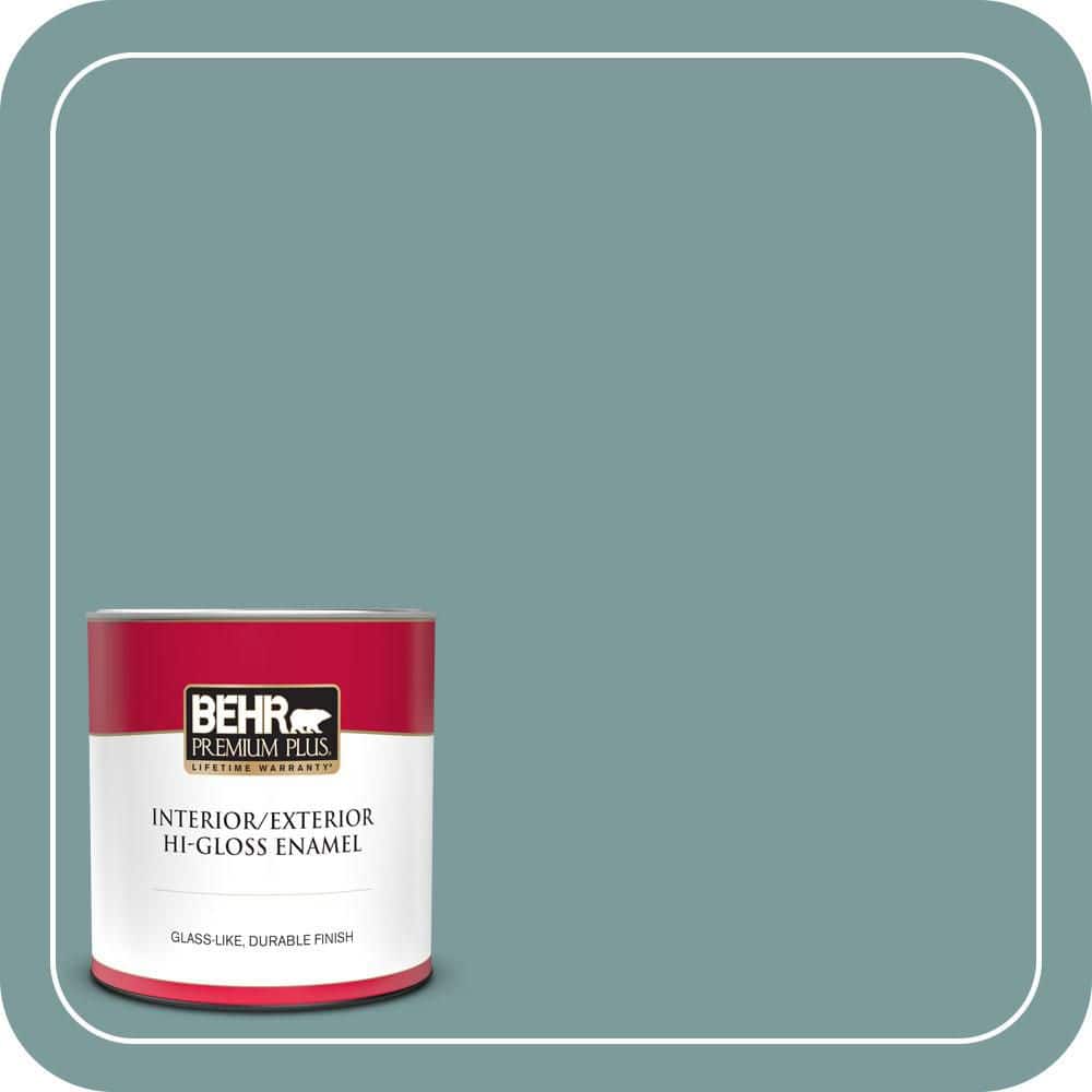 BEHR PREMIUM PLUS 1 qt. #PMD-35 Blue Agave Hi-Gloss Enamel Interior/Exterior Paint & Primer