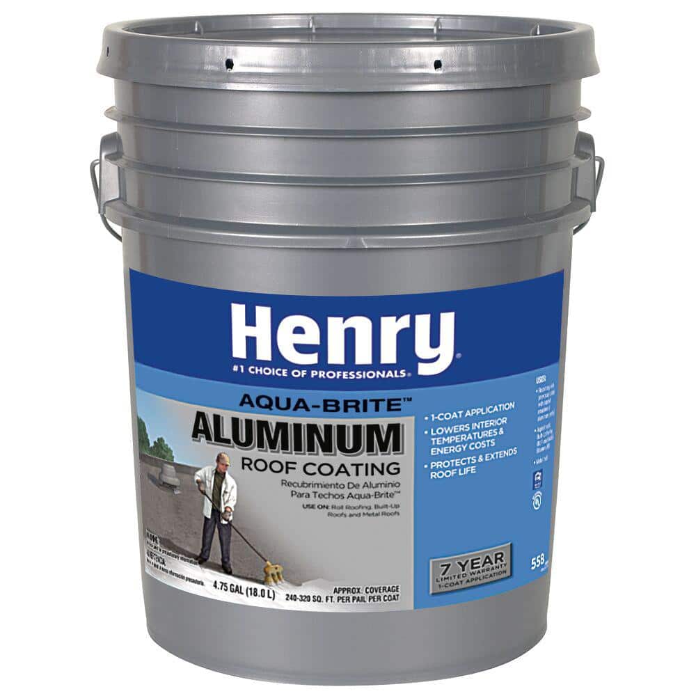Henry 558 Aqua-Brite Aluminum Reflective Roof Coating 4.75 gal. (2)