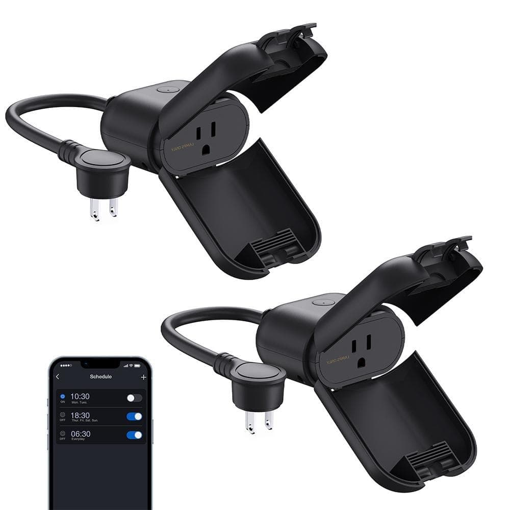 ELEGRP Smart Outdoor Dimmer Plug, Dimmer for Outdoor String Lights, Works with Alexa/Google Home, Voice/Remote Control (2 pack) (1)