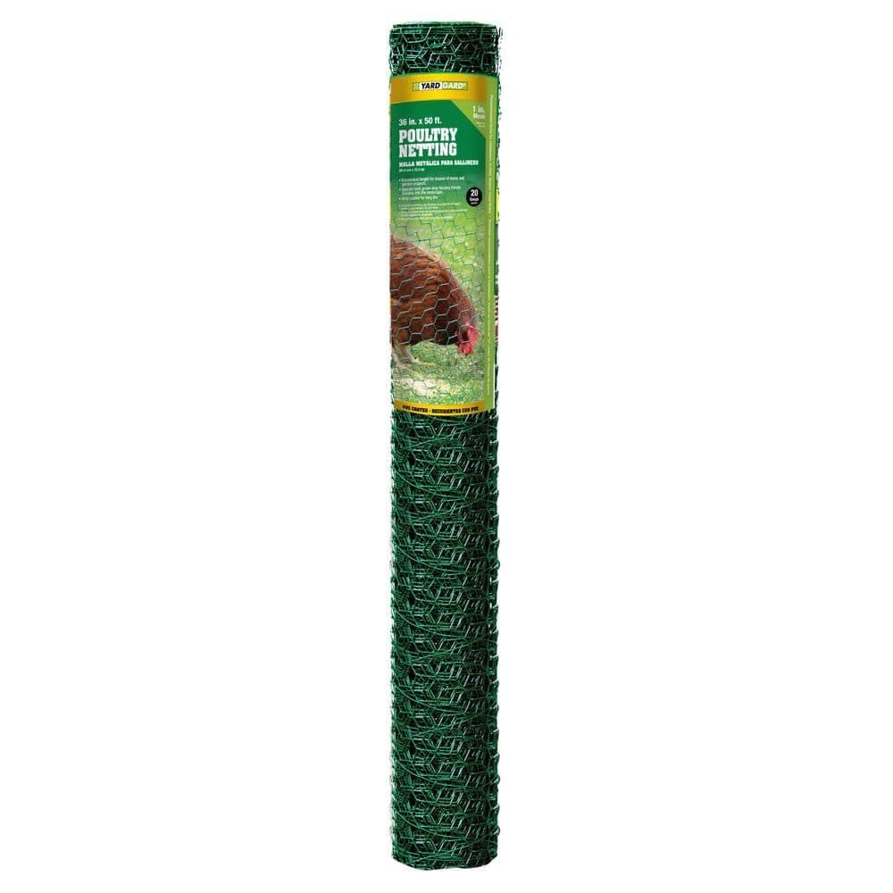 YARDGARD 1 in. Mesh x 3 ft. x 50 ft. 20‑Gauge Green PVC‑Coated Steel Poultry Netting