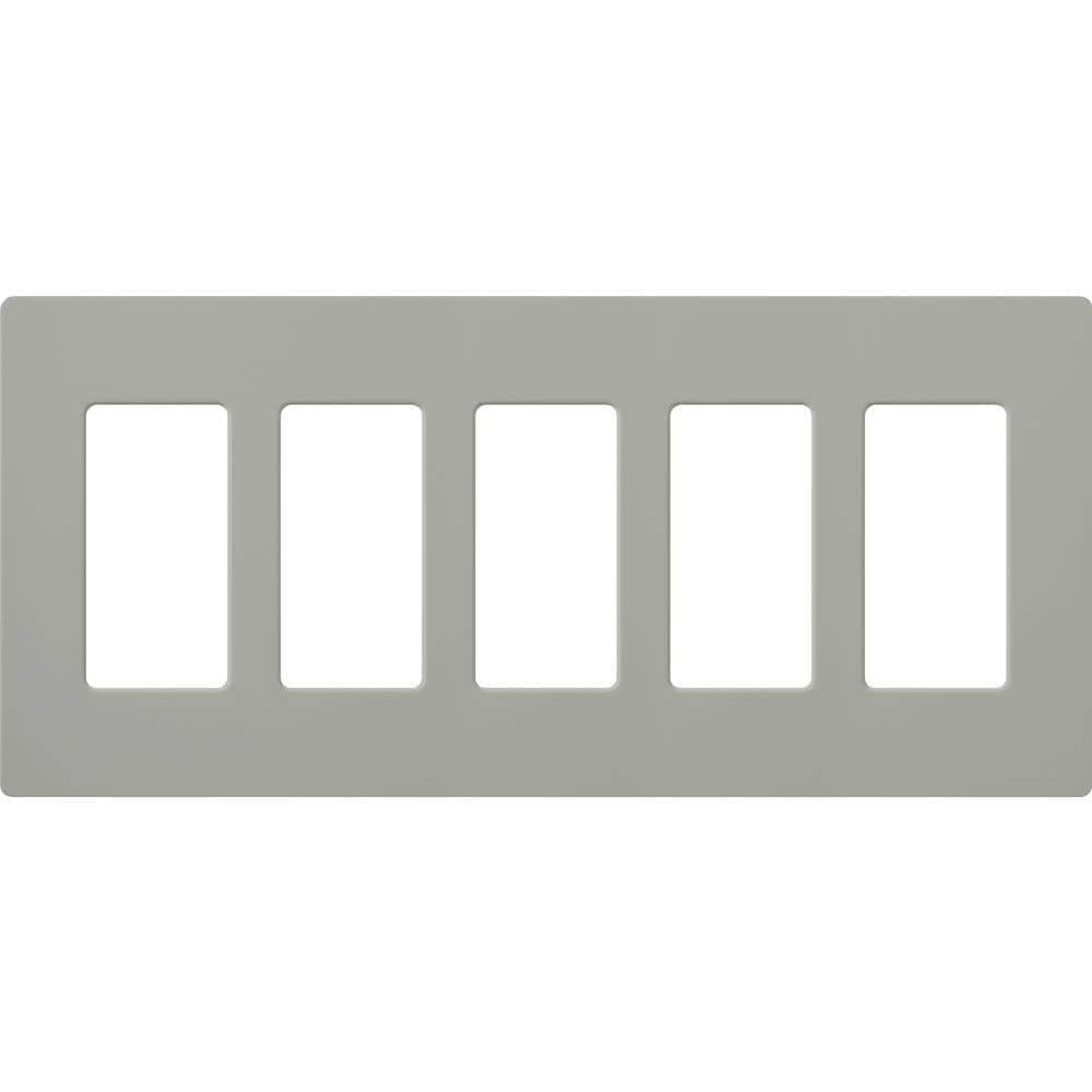 Lutron Claro 5 Gang Wall Plate for Decorator/Rocker Switches, Gloss, Gray (CW-5-GR) (1-Pack)