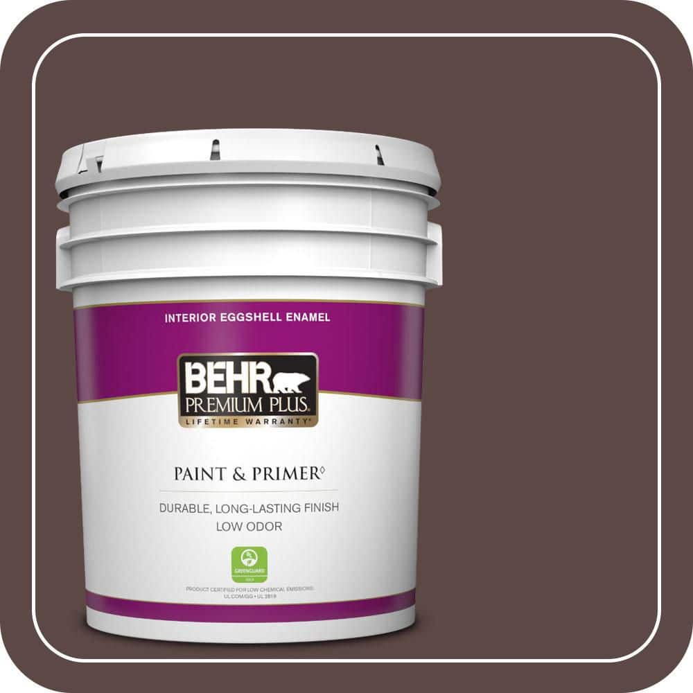 BEHR PREMIUM PLUS 5 gal. #MQ1-58 Chocolate Soul Eggshell Enamel Low Odor Interior Paint & Primer