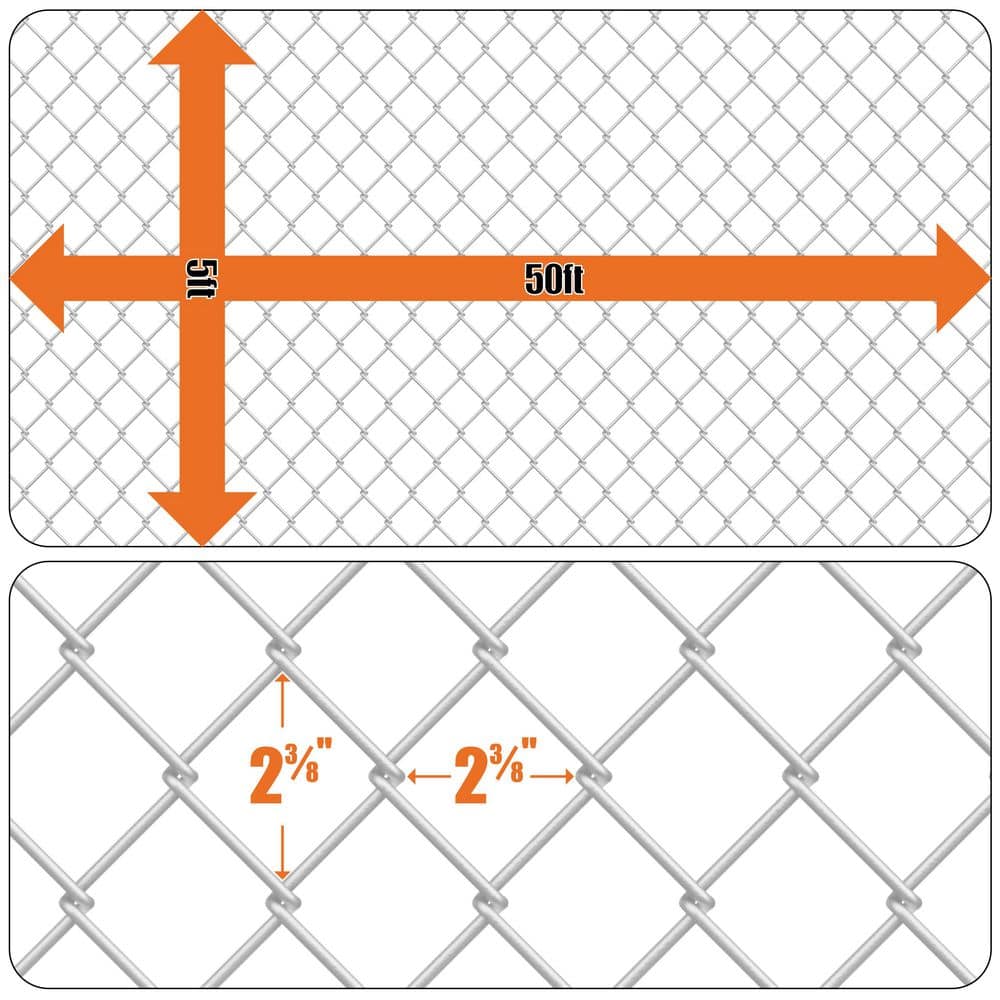 Fencer Wire 5 ft. x 50 ft. Galvanized Steel 11.5-Gauge Silver Chain Link Fabric Roll (3)