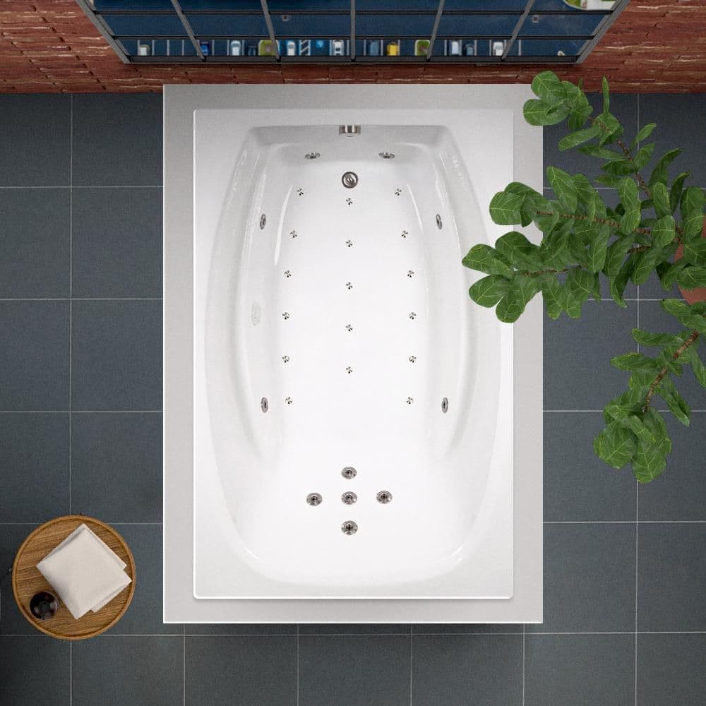 Comfortflo 72 in. x 48 in. Acrylic Rectangular Drop-in Whirlpool and Air Bathtub with Reversible Drain in White (3)