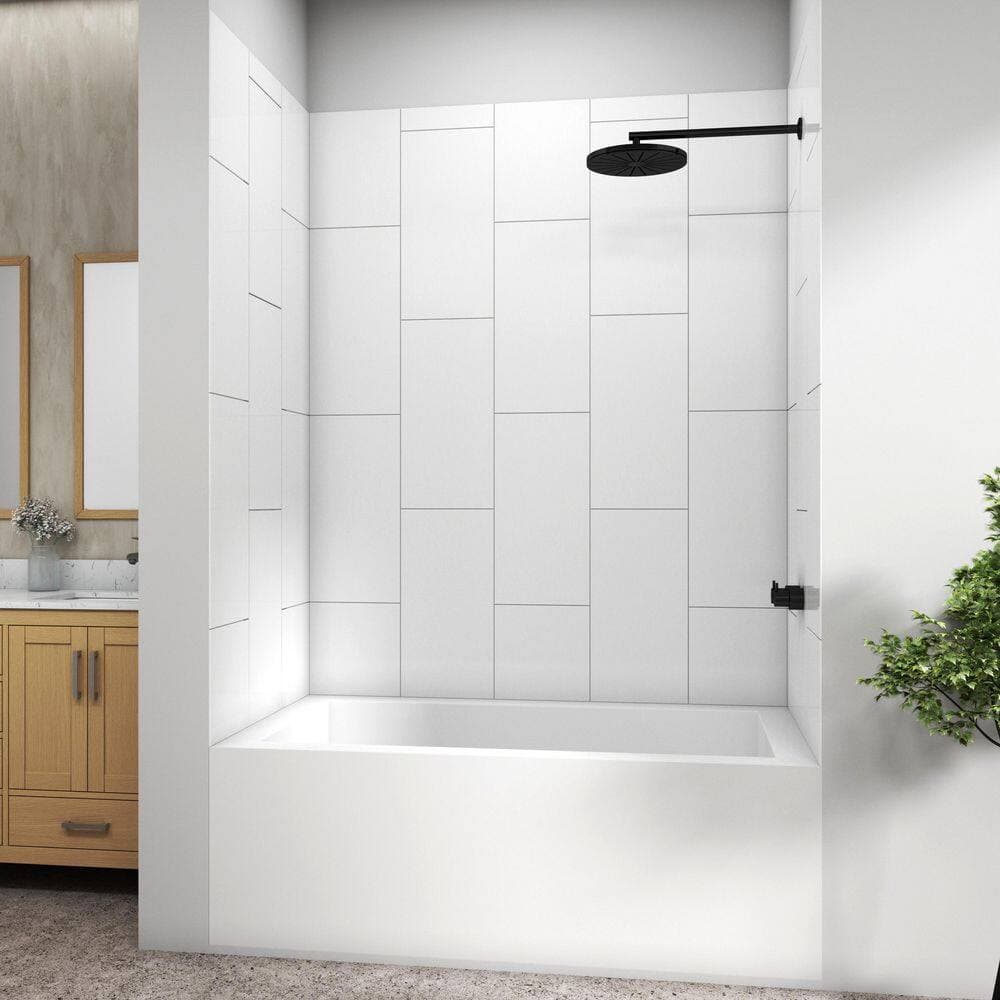 MEDUNJESS 60 in. L x 36 in. D x 75 in. H 3-Piece Glue Up Composite Alcove Shower Wall Set in Matte White (3)