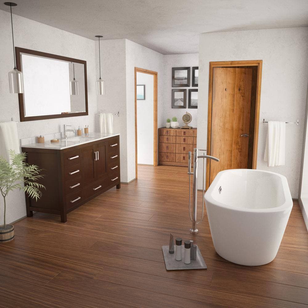 Wyndham Collection Sheffield W 21.5 in. D 34.25 in. H Single Bath Vanity Cabinet without Top Espresso with 58" Mirror (2)