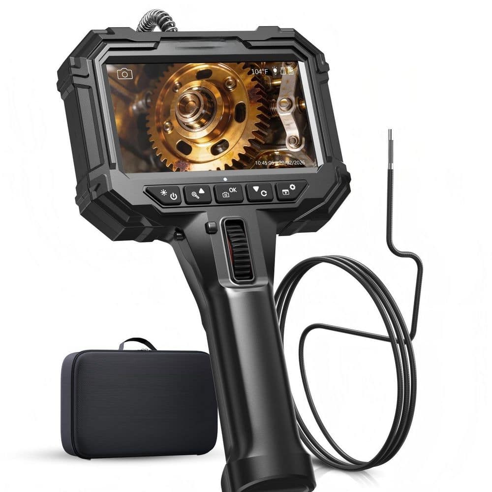 Helhom 2-Way Articulating Borescope, 5 in. Industrial Endoscope Camera with Light for Automotive Engine, HVAC, Mechanical (1)
