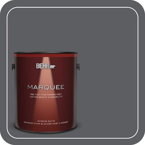 BEHR MARQUEE 1 gal. #N500-6 Graphic Charcoal One-Coat Hide Matte Interior Paint & Primer (2)