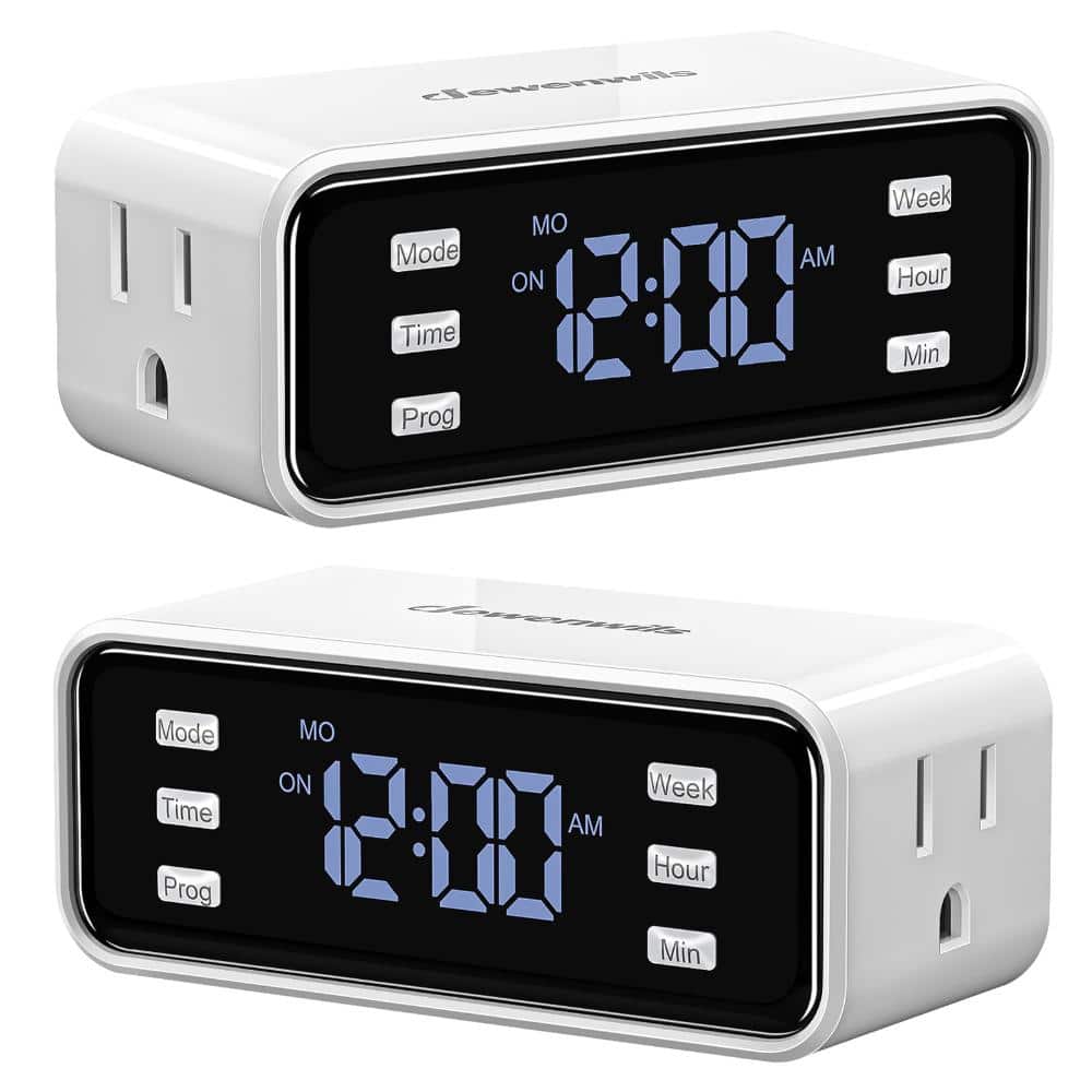 DEWENWILS 15 Amp Indoor Weekly Cyclic Digital Plug-In Bar Timer, Black (2-Pack) (1)