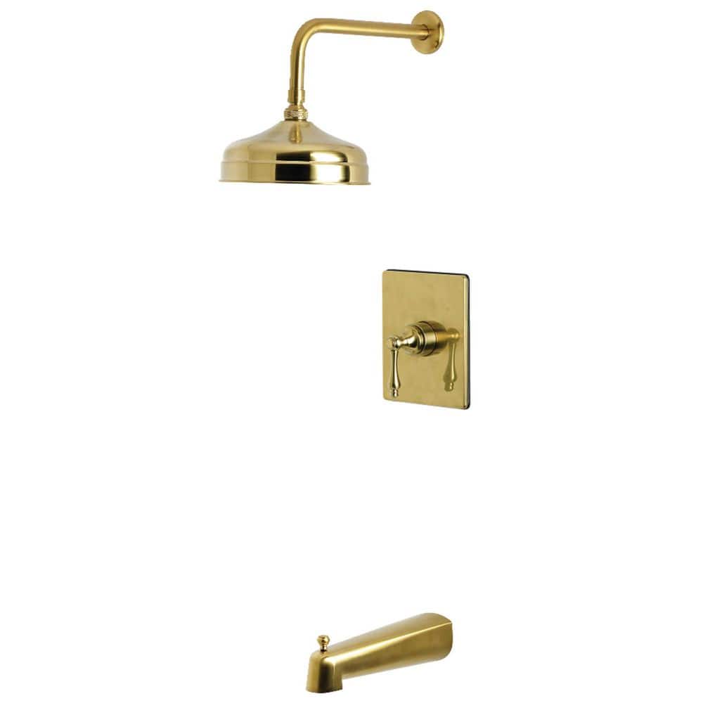Kingston Brass Revival 1-Handle 1-Spray Tub and Shower Faucet 1.8 GPM in Brushed Brass (1)