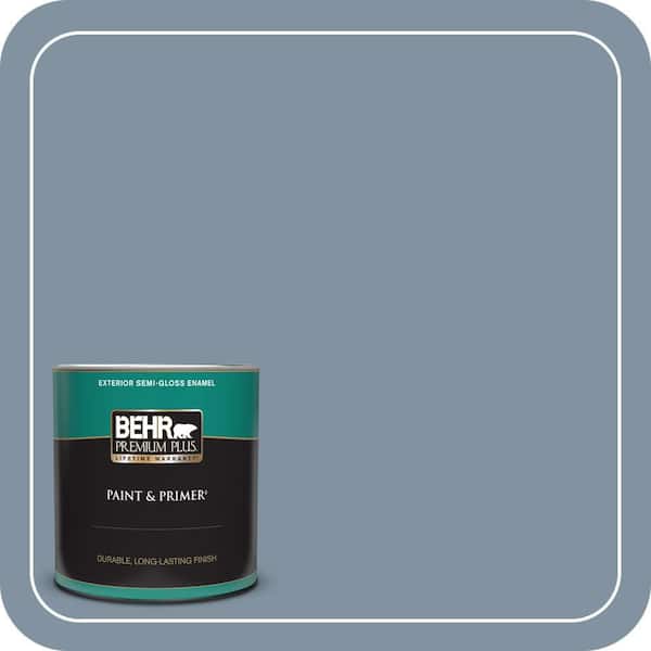 BEHR PREMIUM PLUS 1 qt. #PPU14-06 Coastal Vista Semi-Gloss Enamel Exterior Paint & Primer (2)