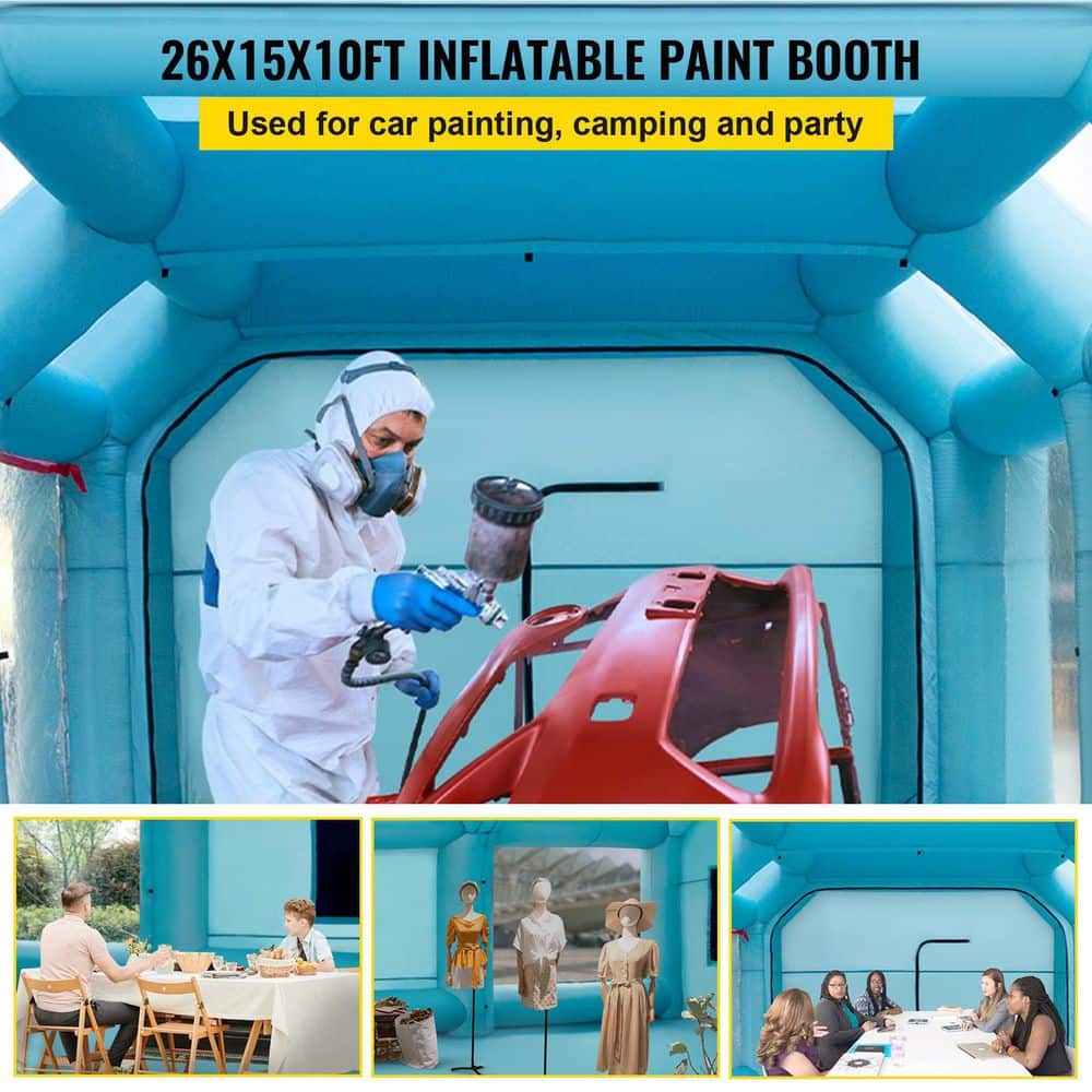 VEVOR Portable Inflatable Paint Booth 26 ft. x 15 ft. x 10 ft. Blow Up Spray Booth Tent Auto Paint Workstation with 2-Blowers (2)