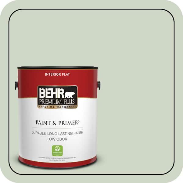 BEHR PREMIUM PLUS 1 gal. #S390-2 Spring Valley Flat Low Odor Interior Paint & Primer (2)