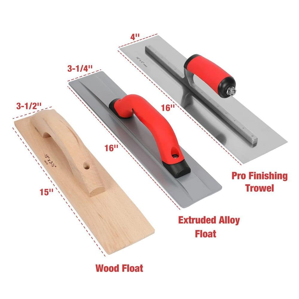 Laybus 8-Piece Masonry Tool Set 16 in. L x 4 in. W Finishing Trowel with Ergonomic Grip, Groover, Edger, Floats, Tool Bag (2)