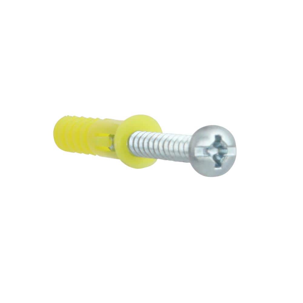 Everbilt #4-6 x 7/8 in. Yellow Ribbed Plastic Anchor with Pan-Head Combo Drive Screw (50-Pieces) (3)