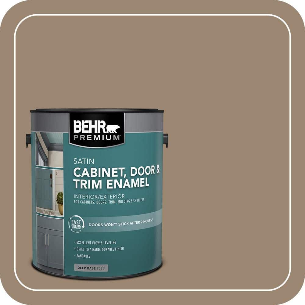BEHR PREMIUM 1 gal. #SC-153 Taupe Satin Enamel Interior/Exterior Cabinet, Door & Trim Paint (1)