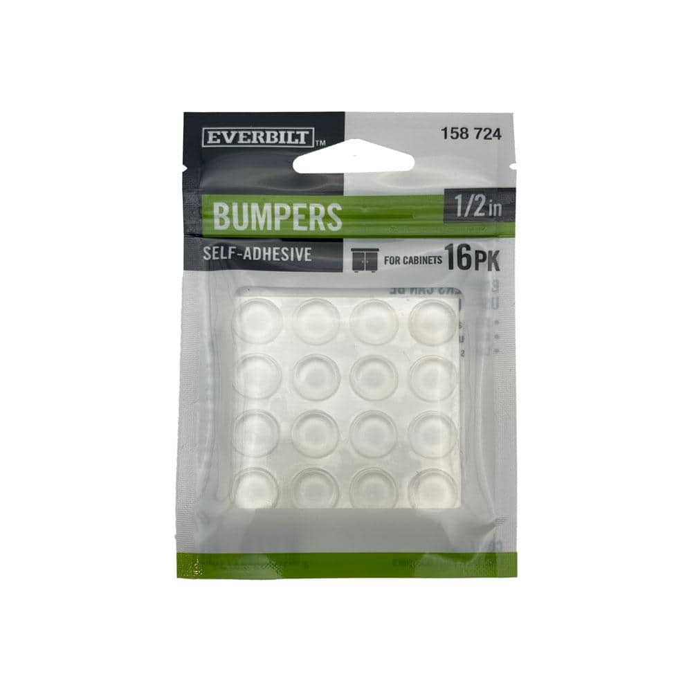 Everbilt 1/2 in. Clear Self-Adhesive Round Bumper (16-Pack)