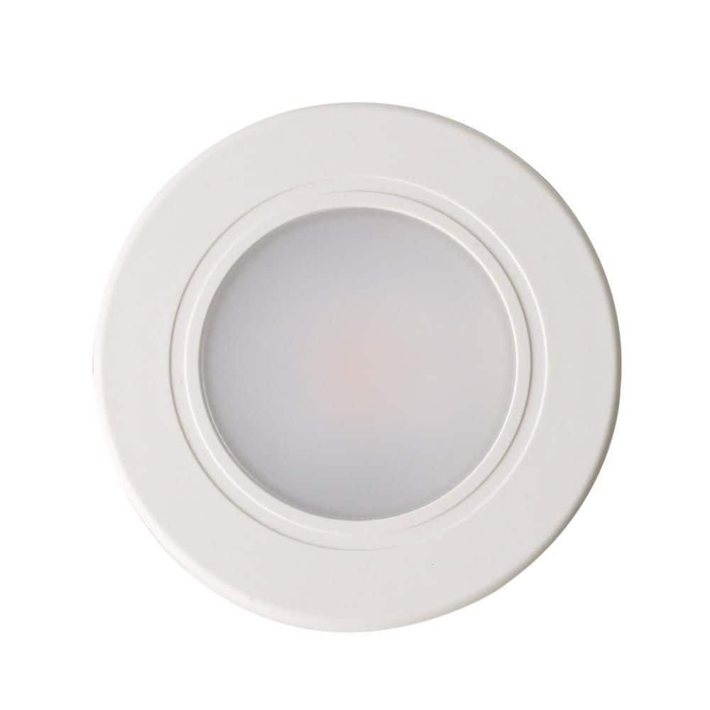 PRIVATE BRAND UNBRANDED Plug-In 3-Light White Dimmable Integrated LED Under Cabinet Puck Light with J-box (4)