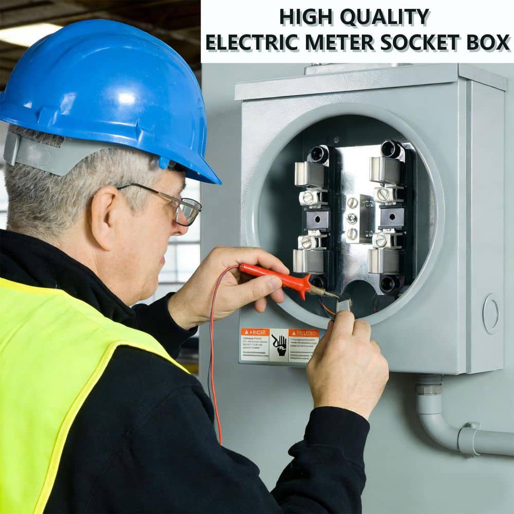 HIITIO 100 Amp 4-Jaw Meter Socket with Meter Base and Meter Cover Plate - Suitable for Overhead Electrical Service Installation (3)