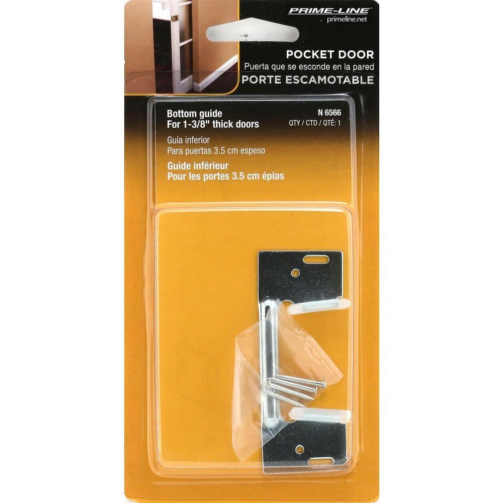 Prime-Line Sliding Pocket Door Bottom Guide, 1-5/8 in. x 1-1/4 in., Steel w/Plastic Guides (3)