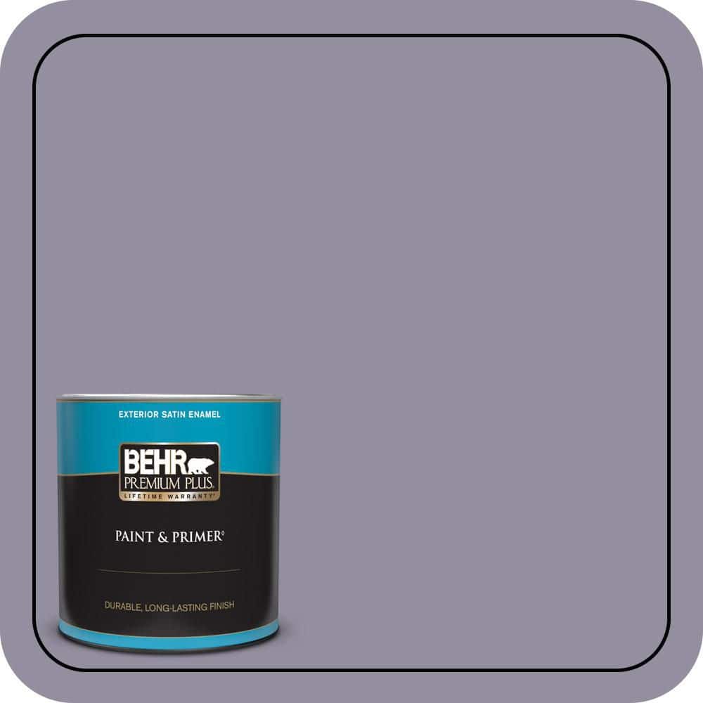 BEHR PREMIUM PLUS 1 qt. #N560-4 Evening in Paris Satin Enamel Exterior Paint & Primer (1)