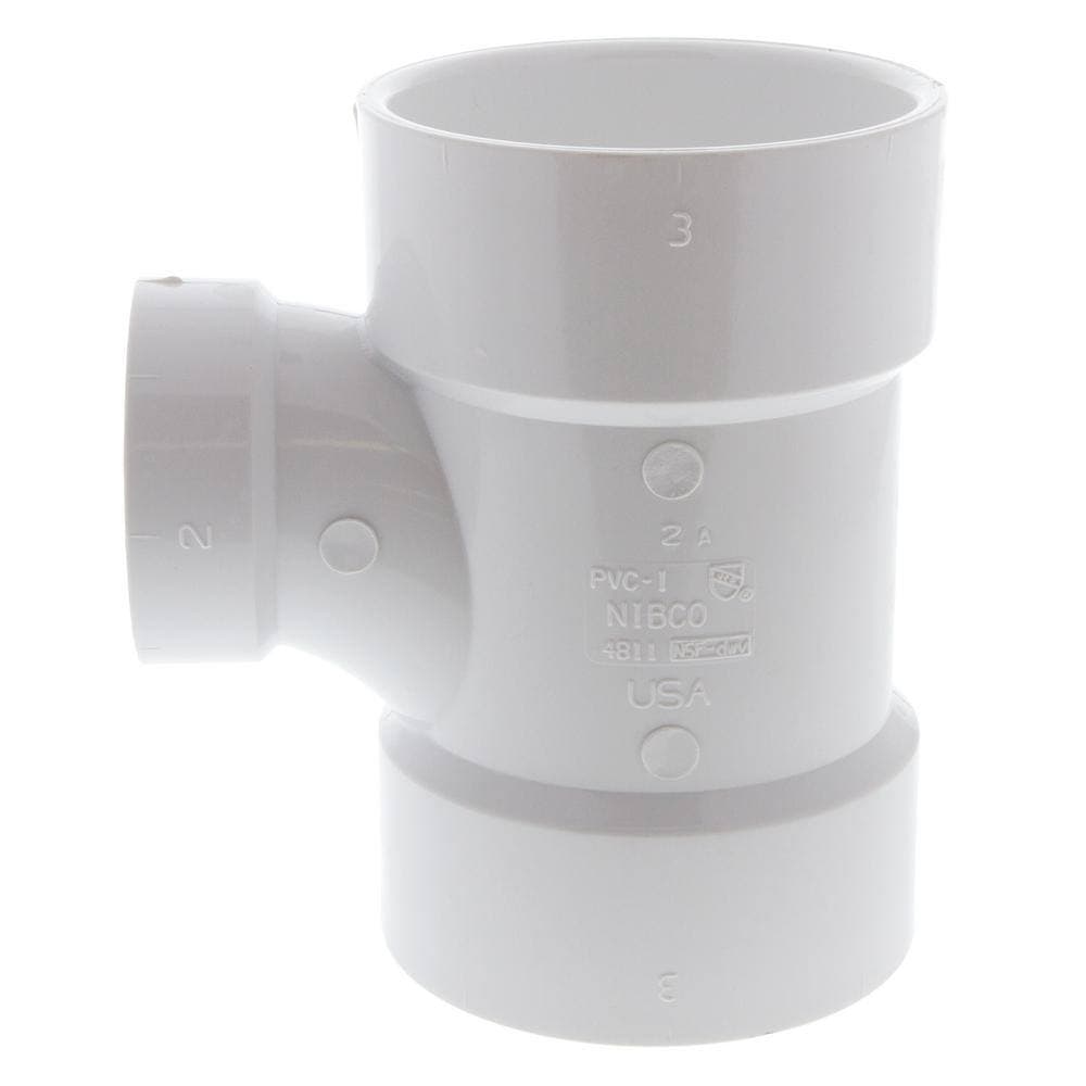NIBCO 3 in. x 3 in. x 2 in. PVC DWV All Hub Sanitary Tee Fitting (3)