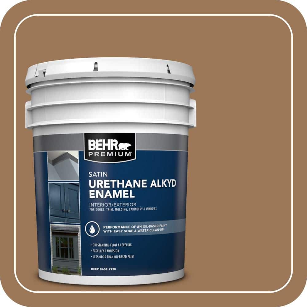 BEHR PREMIUM 5 gal. #PPU4-02 Coco Rum Urethane Alkyd Satin Enamel Interior/Exterior Paint