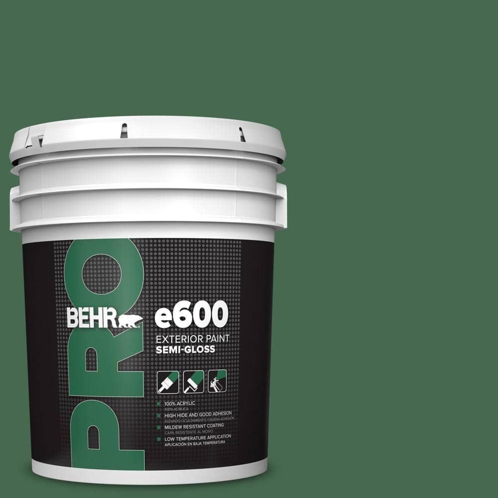 BEHR PRO 5 gal. #M410-7 Perennial Green Semi-Gloss Acrylic Exterior Paint