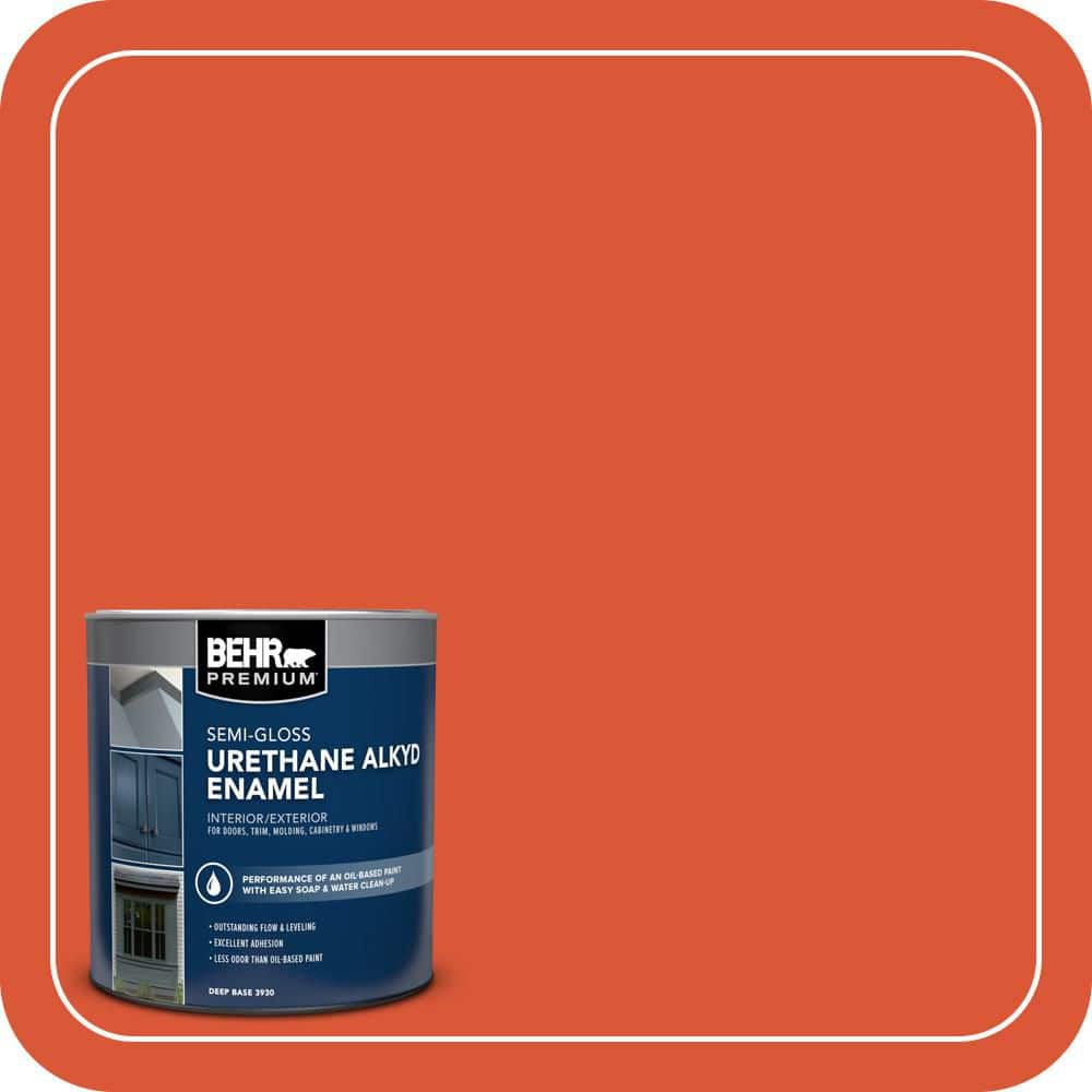 BEHR PREMIUM 1 qt. #P190-7 Inferno Semi-Gloss Enamel Urethane Alkyd Interior/Exterior Paint (1)