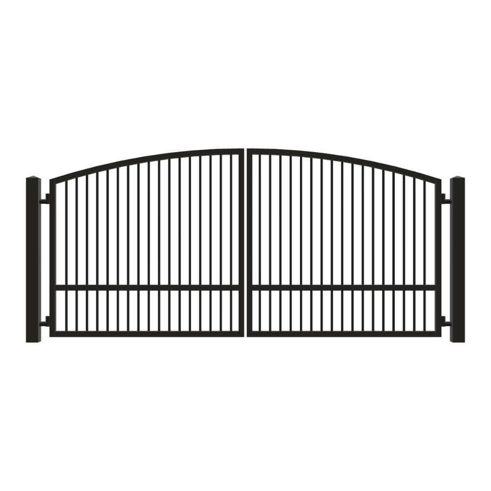 Unbranded Driveway Gate — Swing, Center, Arch, Single, Black — 160"W x 72"H (1)