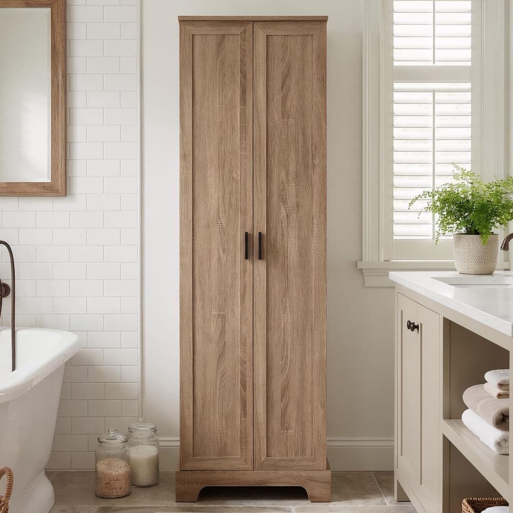 Ximuprmy 23 in. W 17 in. D 71 in. H Freestanding Linen Cabinet