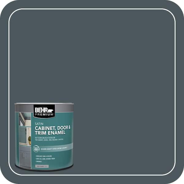 BEHR PREMIUM 1 qt. #N470-7 Submarine Gray Satin Enamel Interior/Exterior Cabinet, Door & Trim Paint (2)