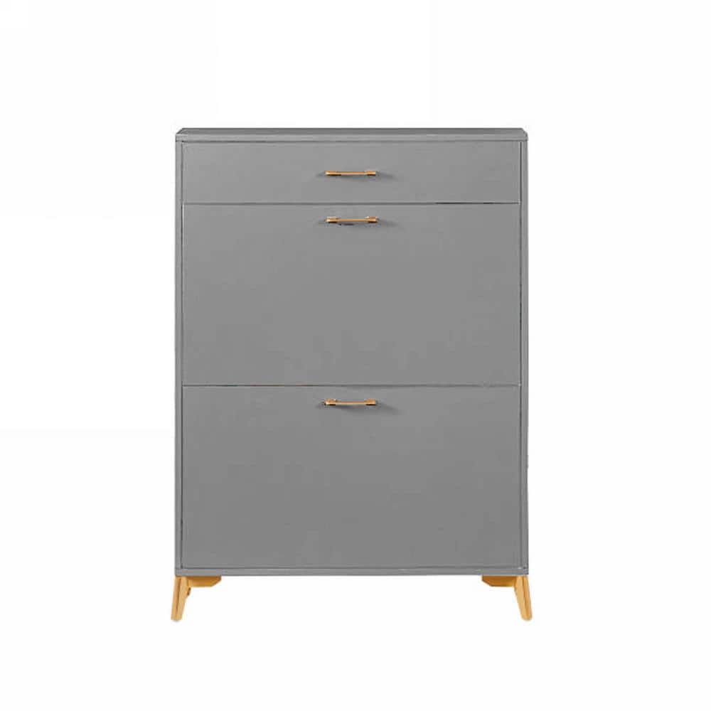 Unbranded 32 in. W 10 in. D 43 in. H Linen Cabinet Shoe Storage Cabinet with Flip-Top Drawers and Metal Leg Rack