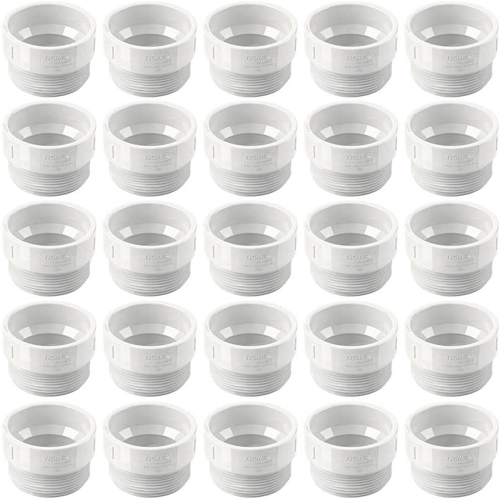 PLUMBFLEX 3 in. White Rigid PVC DWV Male Adapter, MPT x Hub Fitting for Drain, Waste & Vent Systems (25-Pack) (1)
