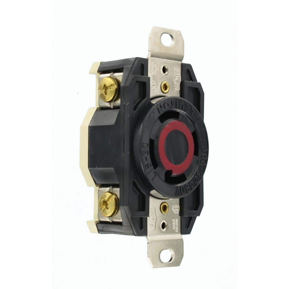Leviton 30 Amp 480-Volt 3-Phase Flush Mounting Grounding Locking Outlet, Black 2730 (2)