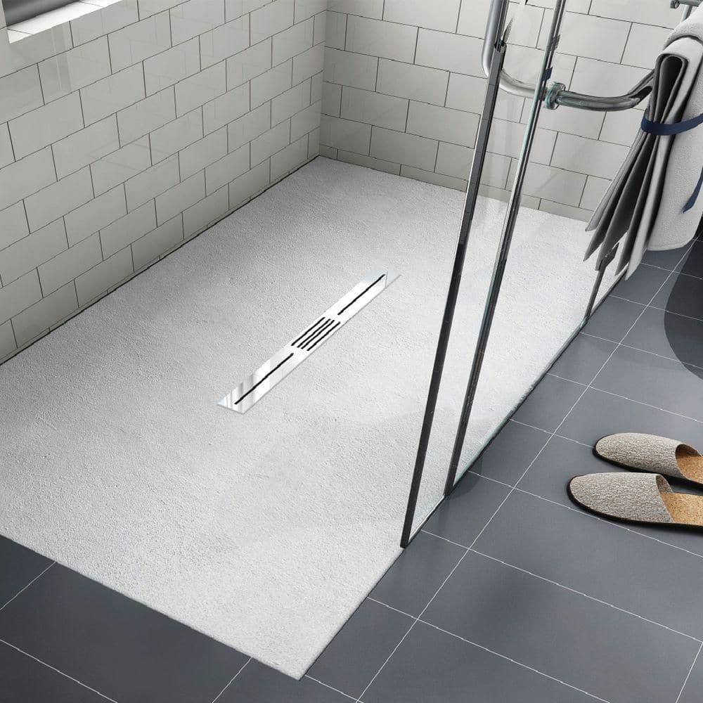Transolid Trimslate 70.9 in. L 47.5 in. W Alcove Shower Pan Base with Drain