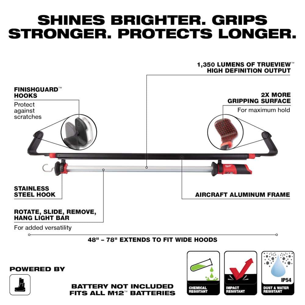 Milwaukee M12 12-Volt Lithium-Ion Cordless LED Underhood Light with M12 12-Volt Lithium-Ion CP High Output 2.5 Ah Battery Pack (3)
