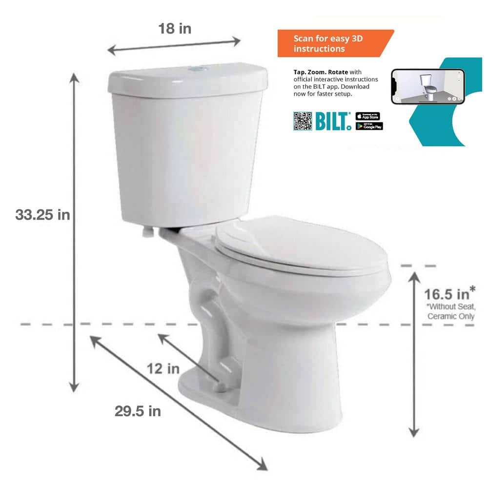Glacier Bay Rough 2-Piece 1.1 GPF/1.6 GPF Dual Flush Toilet in, Seat Included (3)