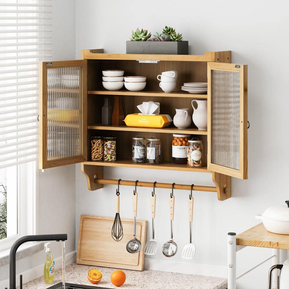 Tenleaf 24.80 in. W 7.08 in. D 23.62 in. H Bathroom Storage Wall Cabinet in, Sideboard Combine Shelve, Towel Rack (3)