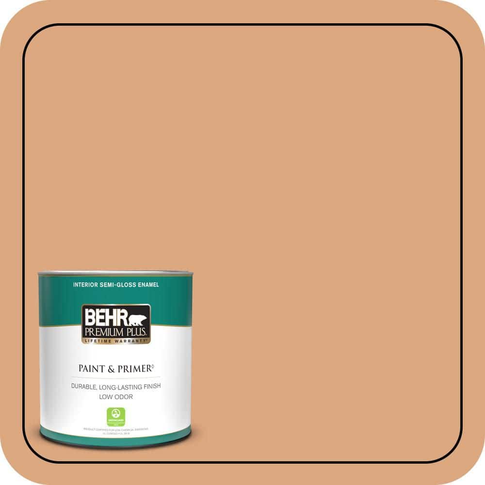 BEHR PREMIUM PLUS 1 qt. #PMD-97 Eastern Spice Semi-Gloss Enamel Low Odor Interior Paint & Primer