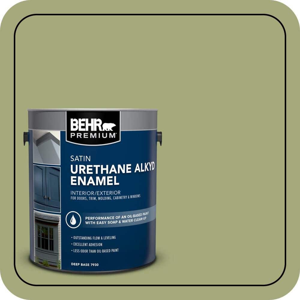 BEHR PREMIUM 1 gal. #M350-5 Mossy Cavern Urethane Alkyd Satin Enamel Interior/Exterior Paint